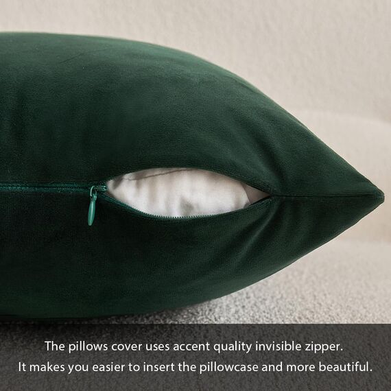 MIULEE 2er Set Kissenbezug Kissenhülle Dekorative Dekokissen Sofakissen Quadrat Wurfkissenbezug mit Verstecktem Reißverschluss Sofa Schlafzimmer 12x12 Zoll 30x30 cm Dunkelgrün