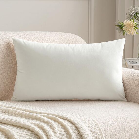 MIULEE 2er Set Kissenbezug Kissenhülle Dekorative Dekokissen Sofakissen Quadrat Wurfkissenbezug mit Verstecktem Reißverschluss Sofa Schlafzimmer 12x20 Zoll 30x50 cm Reines Weiß