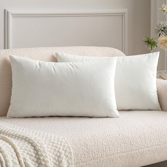 MIULEE 2er Set Kissenbezug Kissenhülle Dekorative Dekokissen Sofakissen Quadrat Wurfkissenbezug mit Verstecktem Reißverschluss Sofa Schlafzimmer 12x20 Zoll 30x50 cm Reines Weiß