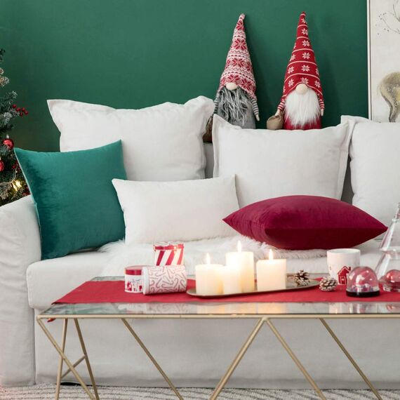 MIULEE 2er Set Kissenbezug Kissenhülle Dekorative Dekokissen Sofakissen Quadrat Wurfkissenbezug mit Verstecktem Reißverschluss Sofa Schlafzimmer 16x16 Zoll 40x40 cm Malachitgrün