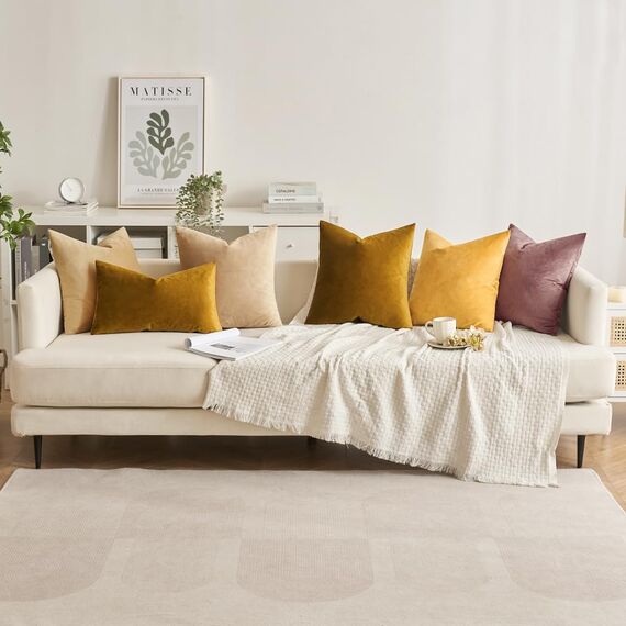 MIULEE 2er Set Kissenbezug Kissenhülle Dekorative Dekokissen Sofakissen Quadrat Wurfkissenbezug mit Verstecktem Reißverschluss Sofa Schlafzimmer 12x20 Zoll 30x50 cm Senfgelb