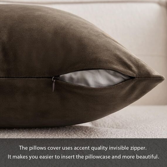 MIULEE 2er Set Kissenbezug Kissenhülle Dekorative Dekokissen Sofakissen Quadrat Wurfkissenbezug mit Verstecktem Reißverschluss Sofa Schlafzimmer 12x20 Zoll 30x50 cm Dunkle Taupe