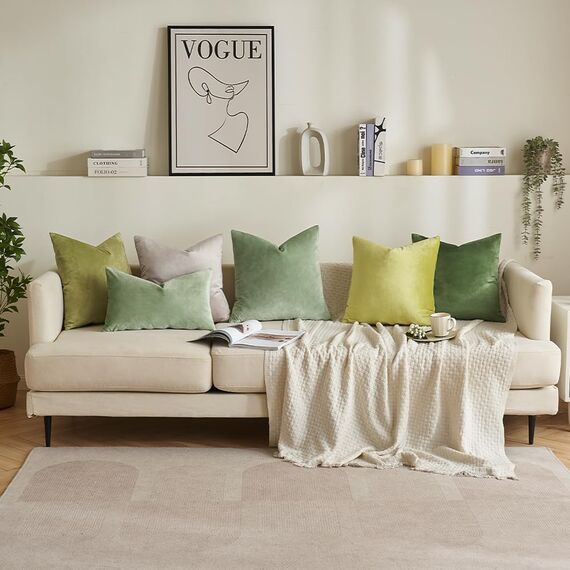 MIULEE 2er Set Kissenbezug Kissenhülle Dekorative Dekokissen Sofakissen Quadrat Wurfkissenbezug mit Verstecktem Reißverschluss Sofa Schlafzimmer 12x20 Zoll 30x50 cm Erbsen Grün