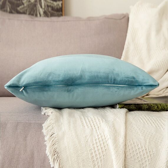 MIULEE 2er Set Kissenbezug Kissenhülle Dekorative Dekokissen Sofakissen Quadrat Wurfkissenbezug mit Verstecktem Reißverschluss Sofa Schlafzimmer 16x16 Zoll 40x40 cm Blaugrün