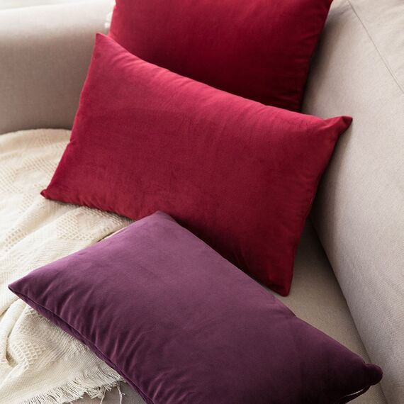 MIULEE 2er Set Kissenbezug Kissenhülle Dekorative Dekokissen Sofakissen Quadrat Wurfkissenbezug mit Verstecktem Reißverschluss Sofa Schlafzimmer 12x20 Zoll 30x50 cm Aubergine Lila