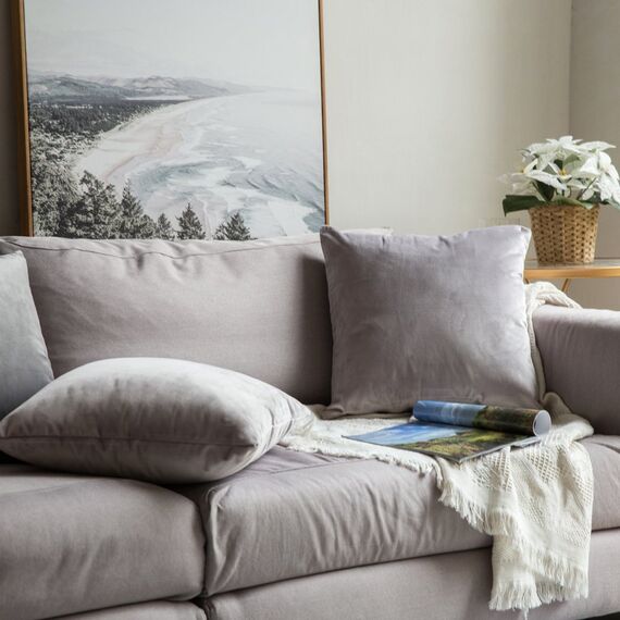 MIULEE 2er Set Kissenbezug Kissenhülle Dekorative Dekokissen Sofakissen Quadrat Wurfkissenbezug mit Verstecktem Reißverschluss Sofa Schlafzimmer 20x20 Zoll 50x50 cm Grau