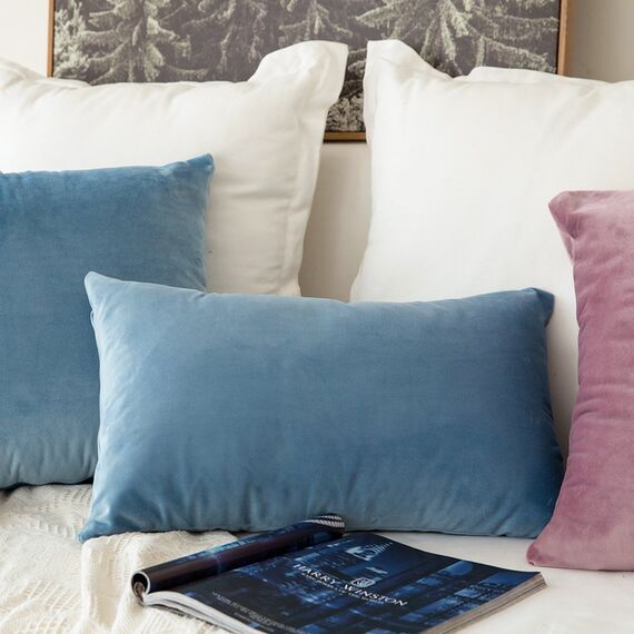 MIULEE 2er Set Kissenbezug Kissenhülle Dekorative Dekokissen Sofakissen Quadrat Wurfkissenbezug mit Verstecktem Reißverschluss Sofa Schlafzimmer 18x18 Zoll 45x45 cm Hellblau