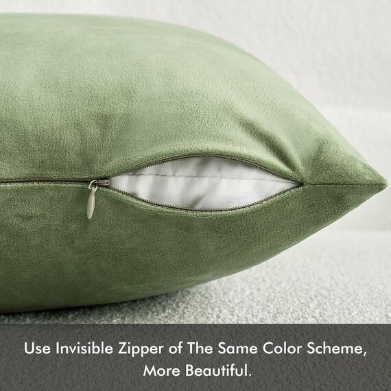 MIULEE 2er Set Kissenbezug Kissenhülle Dekorative Dekokissen Sofakissen Quadrat Wurfkissenbezug mit Verstecktem Reißverschluss Sofa Schlafzimmer 18x18 Zoll 45x45 cm Erbsen Grün