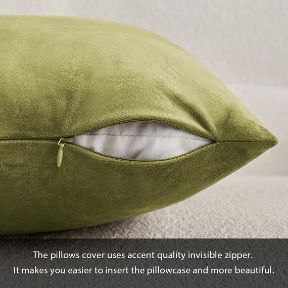 MIULEE 2er Set Kissenbezug Kissenhülle Dekorative Dekokissen Sofakissen Quadrat Wurfkissenbezug mit Verstecktem Reißverschluss Sofa Schlafzimmer 20x20 Zoll 50x50 cm Grün