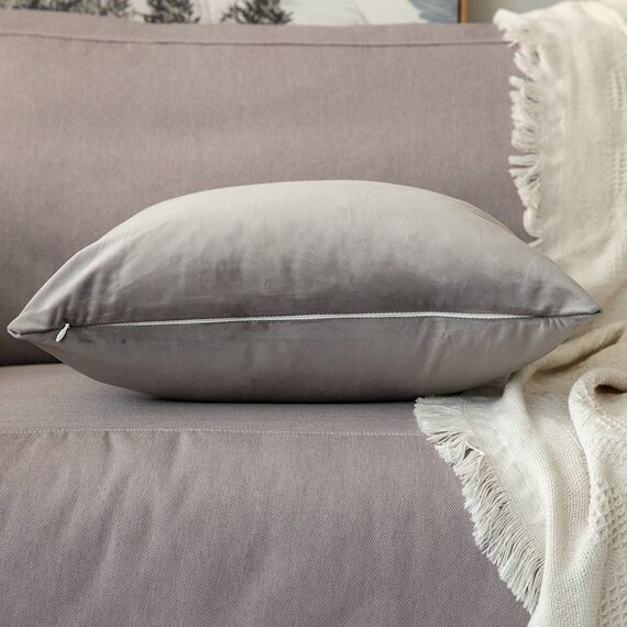 MIULEE 2er Set Kissenbezug Kissenhülle Dekorative Dekokissen Sofakissen Quadrat Wurfkissenbezug mit Verstecktem Reißverschluss Sofa Schlafzimmer 16x16 Zoll 40x40 cm Grau