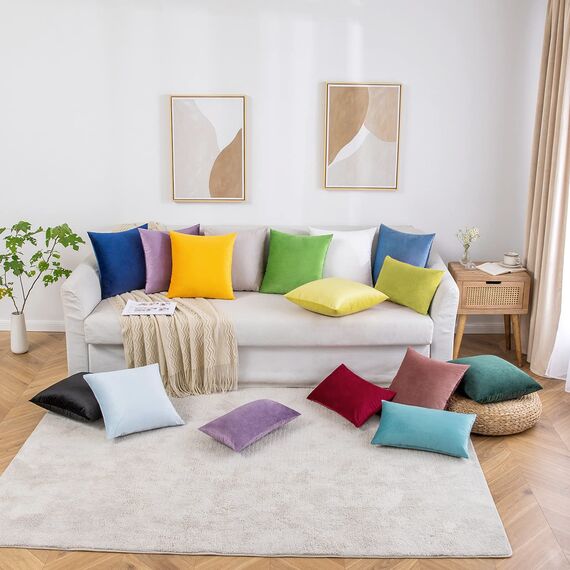 MIULEE 2er Set Kissenbezug Kissenhülle Dekorative Dekokissen Sofakissen Quadrat Wurfkissenbezug mit Verstecktem Reißverschluss Sofa Schlafzimmer 18x18 Zoll 45x45 cm Blaugrün