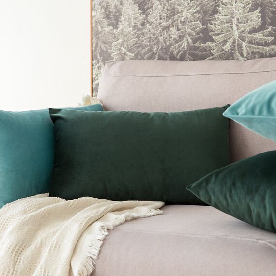 MIULEE 2er Set Kissenbezug Kissenhülle Dekorative Dekokissen Sofakissen Quadrat Wurfkissenbezug mit Verstecktem Reißverschluss Sofa Schlafzimmer 14x14 Zoll 35x35 cm Dunkelgrün