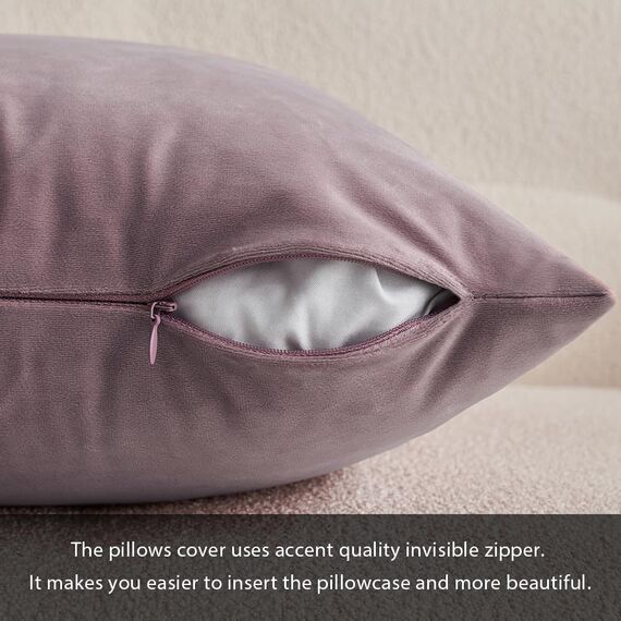 MIULEE 2er Set Samt Zierkissenbezug ohne Füllung-Zierkissenhülle Dekorative Kissenbezug Dekokissen Kissenhülle mit Verstecktem Reißverschluss Pink Lila 20 x 20 Zoll 50 x 50 cm