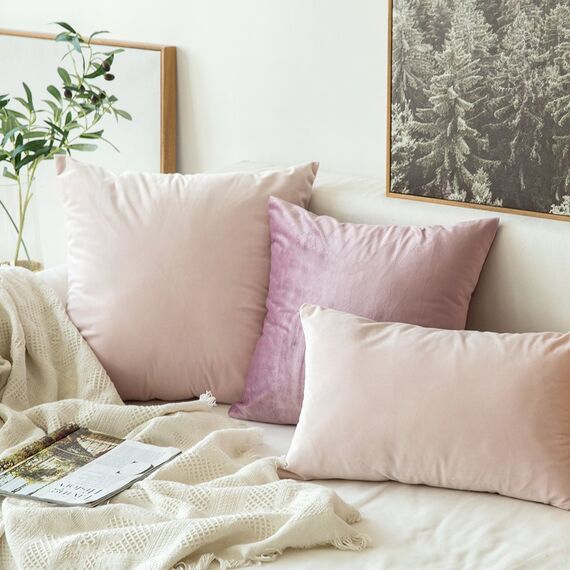 MIULEE 2er Set Kissenbezug Kissenhülle Dekorative Dekokissen Sofakissen Quadrat Wurfkissenbezug mit Verstecktem Reißverschluss Sofa Schlafzimmer 18x18 Zoll 45x45 cm Rosa