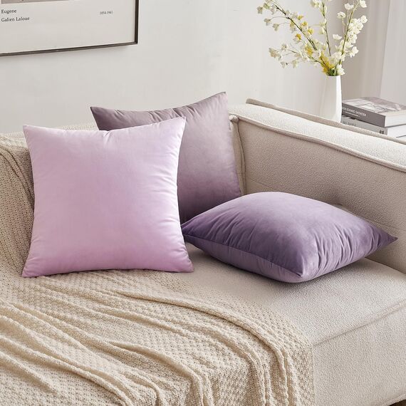 MIULEE 2er Set Samt Zierkissenbezug ohne Füllung-Zierkissenhülle Dekorative Kissenbezug Dekokissen Kissenhülle mit Verstecktem Reißverschluss Pink Lila 20 x 20 Zoll 50 x 50 cm