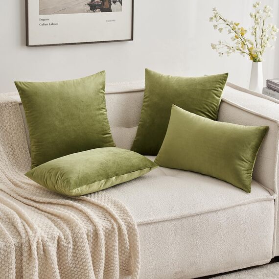 MIULEE 2er Set Kissenbezug Kissenhülle Dekorative Dekokissen Sofakissen Quadrat Wurfkissenbezug mit Verstecktem Reißverschluss Sofa Schlafzimmer 20x20 Zoll 50x50 cm Grün