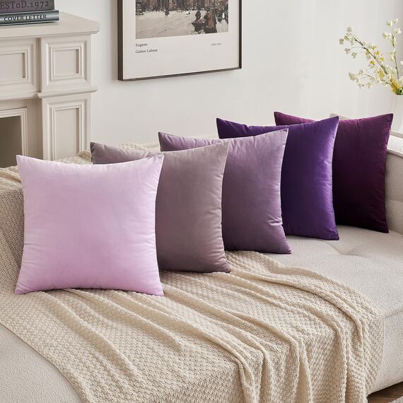 MIULEE 2er Set Samt Zierkissenbezug ohne Füllung-Zierkissenhülle Dekorative Kissenbezug Dekokissen Kissenhülle mit Verstecktem Reißverschluss Pink Lila 20 x 20 Zoll 50 x 50 cm