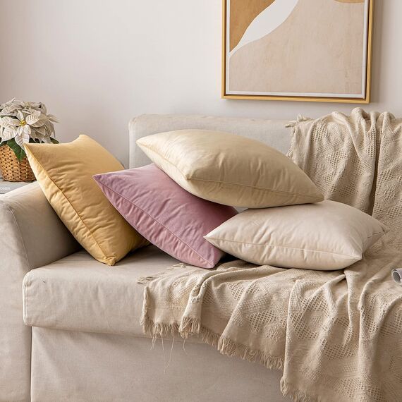 MIULEE 2er Set Kissenbezug Kissenhülle Dekorative Dekokissen Sofakissen Quadrat Wurfkissenbezug mit Verstecktem Reißverschluss Sofa Schlafzimmer 16x16 Zoll 40x40 cm Beige