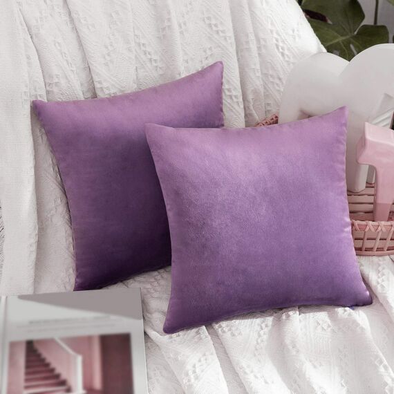 MIULEE 2er Set Kissenbezug Kissenhülle Dekorative Dekokissen Sofakissen Quadrat Wurfkissenbezug mit Verstecktem Reißverschluss Sofa Schlafzimmer 12x12 Zoll 30x30 cm Violett