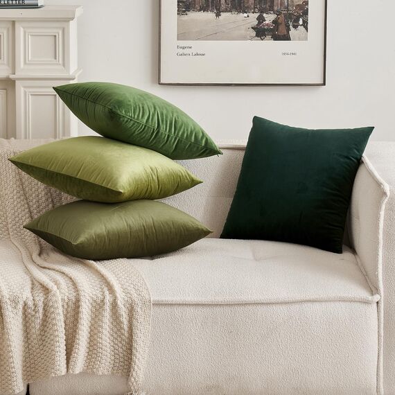 MIULEE 2er Set Kissenbezug Kissenhülle Dekorative Dekokissen Sofakissen Quadrat Wurfkissenbezug mit Verstecktem Reißverschluss Sofa Schlafzimmer 16x16 Zoll 40x40 cm Armeegrün