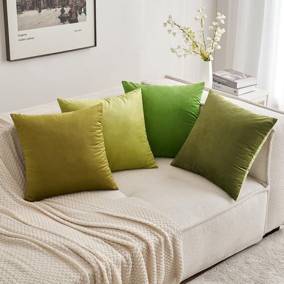 MIULEE 2er Set Kissenbezug Kissenhülle Dekorative Dekokissen Sofakissen Quadrat Wurfkissenbezug mit Verstecktem Reißverschluss Sofa Schlafzimmer 18x18 Zoll 45x45 cm Grün