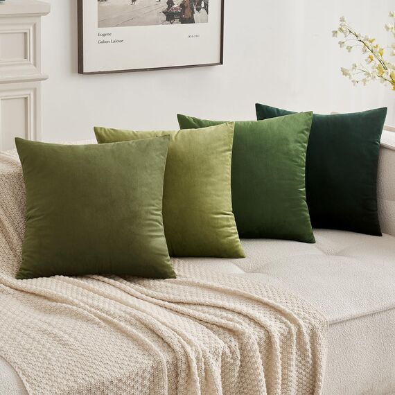 MIULEE 2er Set Kissenbezug Kissenhülle Dekorative Dekokissen Sofakissen Quadrat Wurfkissenbezug mit Verstecktem Reißverschluss Sofa Schlafzimmer 20x20 Zoll 50x50 cm Armeegrün