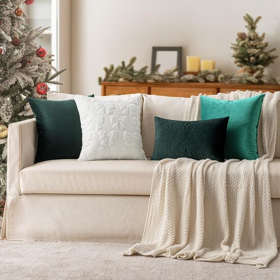 MIULEE 2er Set Kissenbezug Kissenhülle Dekorative Dekokissen Sofakissen Quadrat Wurfkissenbezug mit Verstecktem Reißverschluss Sofa Schlafzimmer 18x18 Zoll 45x45 cm Dunkelgrün