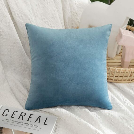 MIULEE 2er Set Kissenbezug Kissenhülle Dekorative Dekokissen Sofakissen Quadrat Wurfkissenbezug mit Verstecktem Reißverschluss Sofa Schlafzimmer 14x14 Zoll 35x35 cm Hellblau