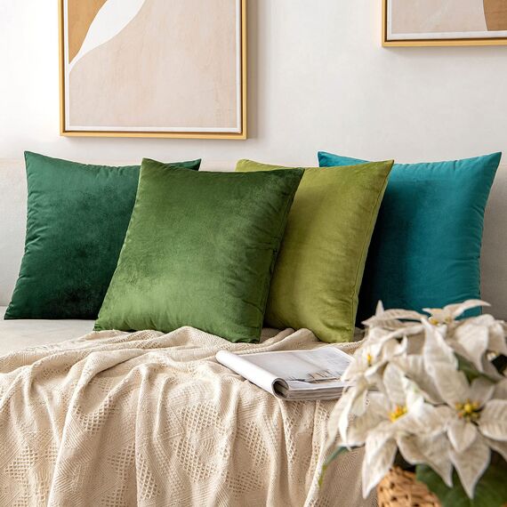 MIULEE 2er Set Kissenbezug Kissenhülle Dekorative Dekokissen Sofakissen Quadrat Wurfkissenbezug mit Verstecktem Reißverschluss Sofa Schlafzimmer 16x16 Zoll 40x40 cm Matcha Grün