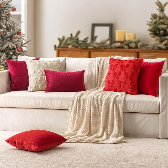 MIULEE 2er Set Kissenbezug Kissenhülle Dekorative Dekokissen Sofakissen Quadrat Wurfkissenbezug mit Verstecktem Reißverschluss Sofa Schlafzimmer 18x18 Zoll 45x45 cm Rot