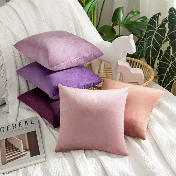 MIULEE 2er Set Kissenbezug Kissenhülle Dekorative Dekokissen Sofakissen Quadrat Wurfkissenbezug mit Verstecktem Reißverschluss Sofa Schlafzimmer 12x12 Zoll 30x30 cm Violett