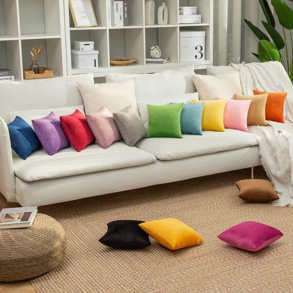 MIULEE 2er Set Kissenbezug Kissenhülle Dekorative Dekokissen Sofakissen Quadrat Wurfkissenbezug mit Verstecktem Reißverschluss Sofa Schlafzimmer 14x14 Zoll 35x35 cm Hellblau