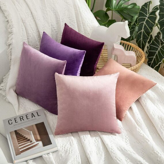 MIULEE 2er Set Kissenbezug Kissenhülle Dekorative Dekokissen Sofakissen Quadrat Wurfkissenbezug mit Verstecktem Reißverschluss Sofa Schlafzimmer 12x12 Zoll 30x30 cm Violett