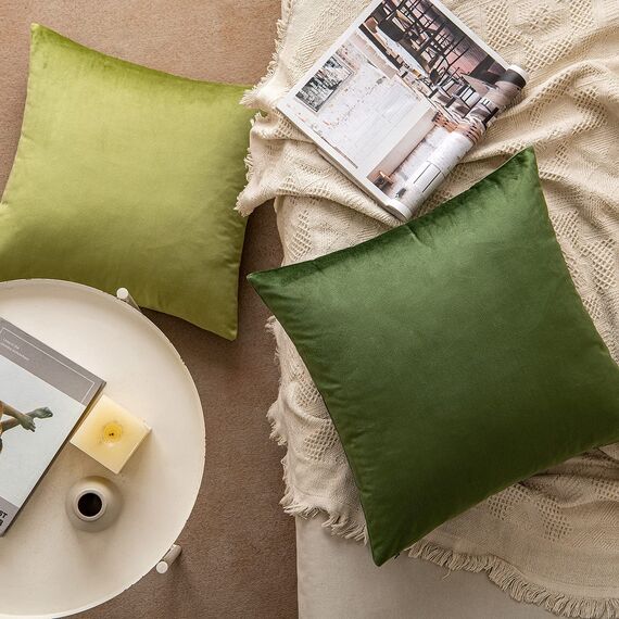 MIULEE 2er Set Kissenbezug Kissenhülle Dekorative Dekokissen Sofakissen Quadrat Wurfkissenbezug mit Verstecktem Reißverschluss Sofa Schlafzimmer 12x20 Zoll 30x50 cm Matcha Grün