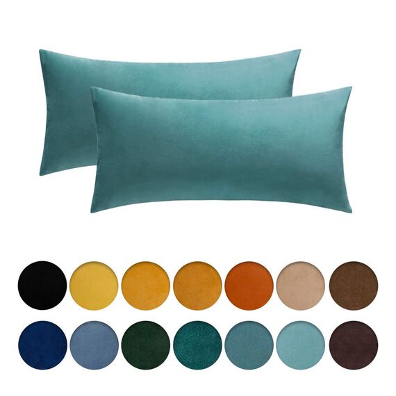 MIULEE 2er Set Kissenbezug Kissenhülle Dekorative Dekokissen Sofakissen Quadrat Wurfkissenbezug mit Verstecktem Reißverschluss Sofa Schlafzimmer 16x32 Zoll 40x80 cm Blaugrün