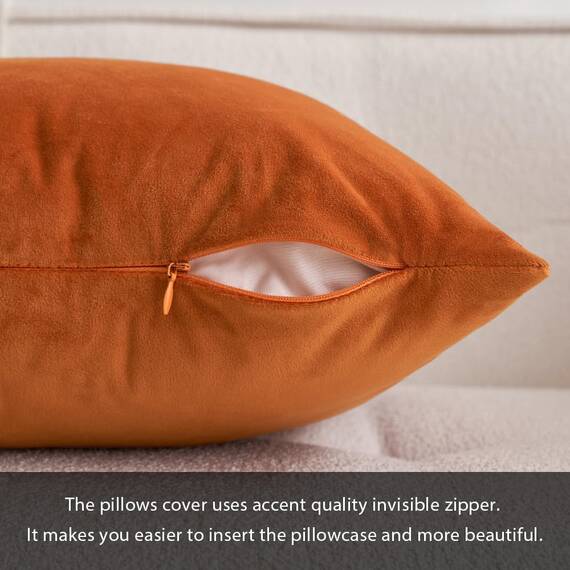 MIULEE 2er Set Samt Kissenbezüge Kissenhülle Kissenbezug Sofakissen Dekorative Dekokissen Couchkissen Zierkissen mit Verstecktem Reißverschluss für Sofa Schlafzimmer 55x55 cm Orange