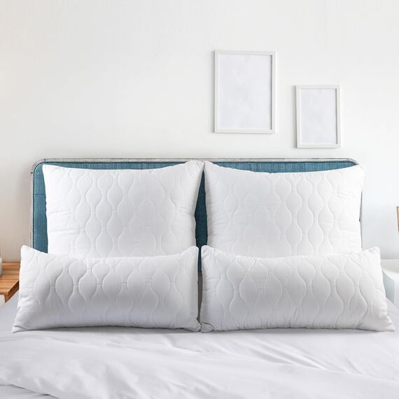 Utopia Bedding Kopfkissen 80x80 cm (2er Set), Gestepptes Kissen für Bett und als Dekokissen, Kissenfüllung, SofaKissen, Zierkissen für Couch (Weiß)