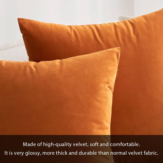MIULEE 2er Set Samt Kissenbezüge Kissenhülle Kissenbezug Sofakissen Dekorative Dekokissen Couchkissen Zierkissen mit Verstecktem Reißverschluss für Sofa Schlafzimmer 55x55 cm Orange