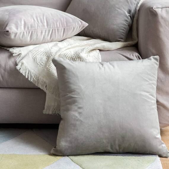 MIULEE 2er Set Kissenbezug Kissenhülle Dekorative Dekokissen Sofakissen Quadrat Wurfkissenbezug mit Verstecktem Reißverschluss Sofa Schlafzimmer 26x26 Zoll 65x65 cm Grau