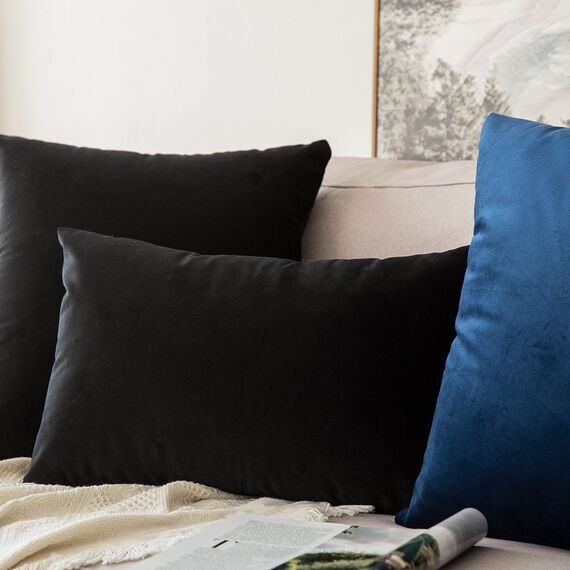 MIULEE 2er Set Kissenbezug Kissenhülle Dekorative Dekokissen Sofakissen Quadrat Wurfkissenbezug mit Verstecktem Reißverschluss Sofa Schlafzimmer 16x24 Zoll 40x60 cm Dunkelblau