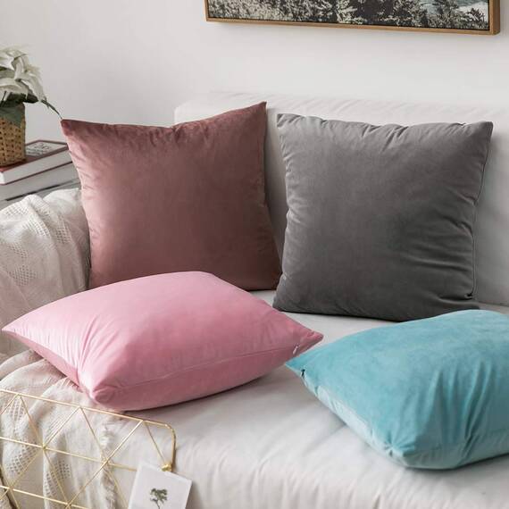 MIULEE 2er Set Kissenbezug Kissenhülle Dekorative Dekokissen Sofakissen Quadrat Wurfkissenbezug mit Verstecktem Reißverschluss Sofa Schlafzimmer 24x24 Zoll 60x60 cm Grau