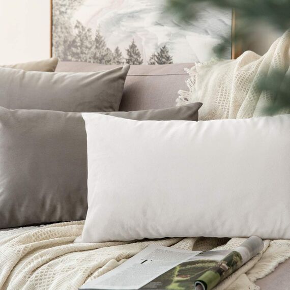 MIULEE 2er Set Kissenbezug Kissenhülle Dekorative Dekokissen Sofakissen Quadrat Wurfkissenbezug mit Verstecktem Reißverschluss Sofa Schlafzimmer 16x24 Zoll 40x60 cm Grau