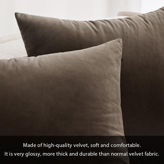 MIULEE 2er Set Kissenbezug Kissenhülle Dekorative Dekokissen Sofakissen Quadrat Wurfkissenbezug mit Verstecktem Reißverschluss Sofa Schlafzimmer 18x18 Zoll 45x45 cm Dunkle Taupe