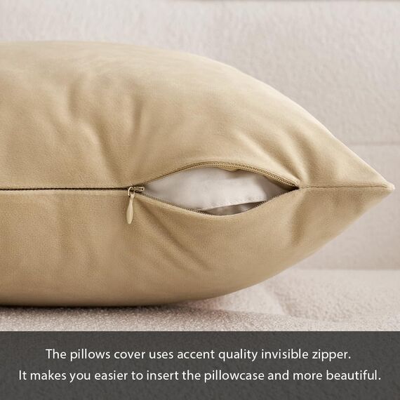 MIULEE 2er Set Kissenbezug Kissenhülle Dekorative Dekokissen Sofakissen Quadrat Wurfkissenbezug mit Verstecktem Reißverschluss Sofa Schlafzimmer 16x24 Zoll 40x60 cm Beige