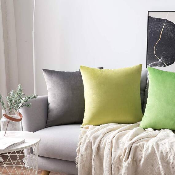 MIULEE 2er Set Kissenbezug Kissenhülle Dekorative Dekokissen Sofakissen Quadrat Wurfkissenbezug mit Verstecktem Reißverschluss Sofa Schlafzimmer 26x26 Zoll 65x65 cm Dunkelgrau