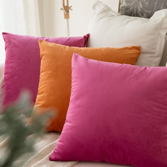 MIULEE 2er Set Kissenbezug Kissenhülle Dekorative Dekokissen Sofakissen Quadrat Wurfkissenbezug mit Verstecktem Reißverschluss Sofa Schlafzimmer 20x20 Zoll 50x50 cm Rose Rot