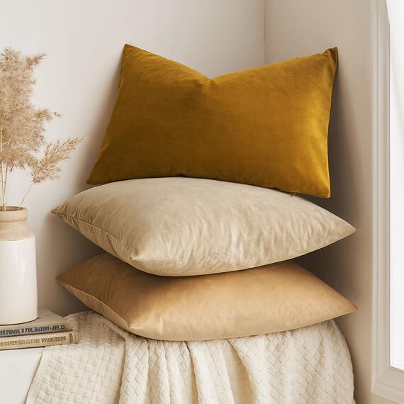 MIULEE 2er Set Kissenbezug Kissenhülle Dekorative Dekokissen Sofakissen Quadrat Wurfkissenbezug mit Verstecktem Reißverschluss Sofa Schlafzimmer 20x20 Zoll 50x50 cm Senfgelb