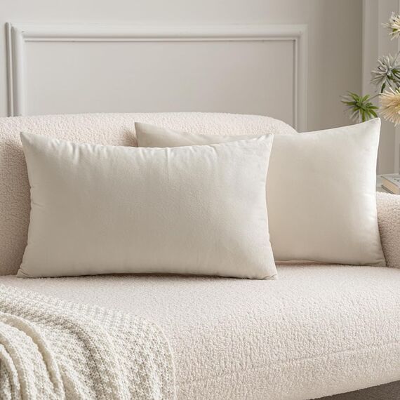 MIULEE 2er Set Kissenbezug Kissenhülle Dekorative Dekokissen Sofakissen Quadrat Wurfkissenbezug mit Verstecktem Reißverschluss Sofa Schlafzimmer 12x20 Zoll 30x50 cm Creme Weiß