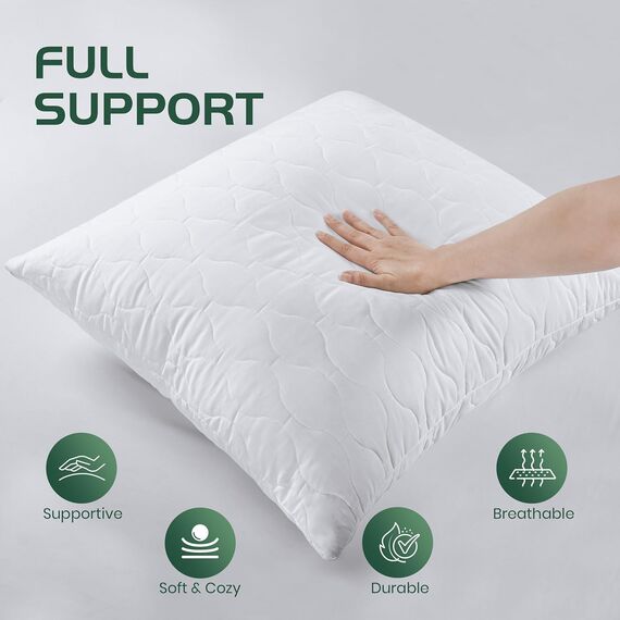 Utopia Bedding Kopfkissen 80x80 cm (2er Set), Gestepptes Kissen für Bett und als Dekokissen, Kissenfüllung, SofaKissen, Zierkissen für Couch (Weiß)