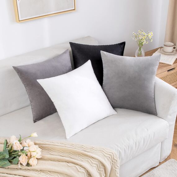 MIULEE 2er Set Kissenbezug Kissenhülle Dekorative Dekokissen Sofakissen Quadrat Wurfkissenbezug mit Verstecktem Reißverschluss Sofa Schlafzimmer 18x18 Zoll 45x45 cm Grau